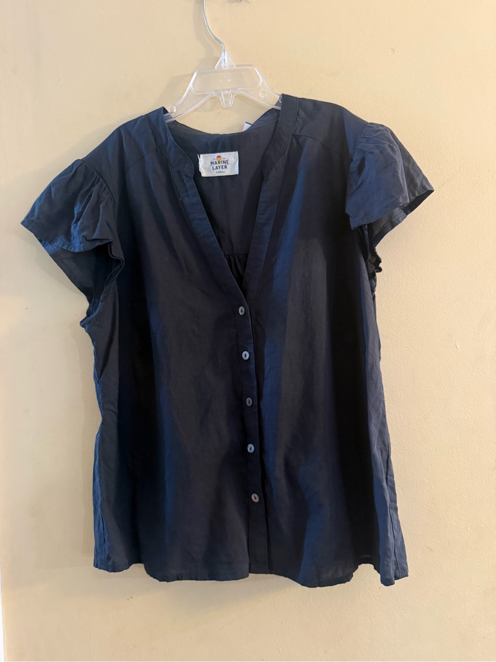 Marine Layer Black Button-Front Women's Blouse, XS
